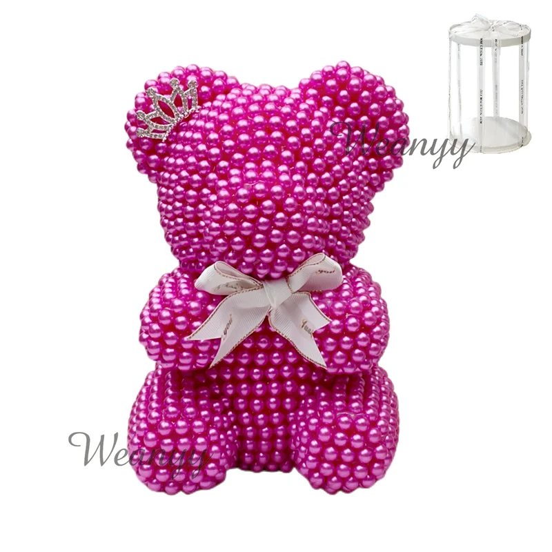 Weanyy Pearl Bear with Clear Box Gift for Valentine’s Day,Birthday,Anniversary & Bridal Showers Home/Party/Wedding Decorations