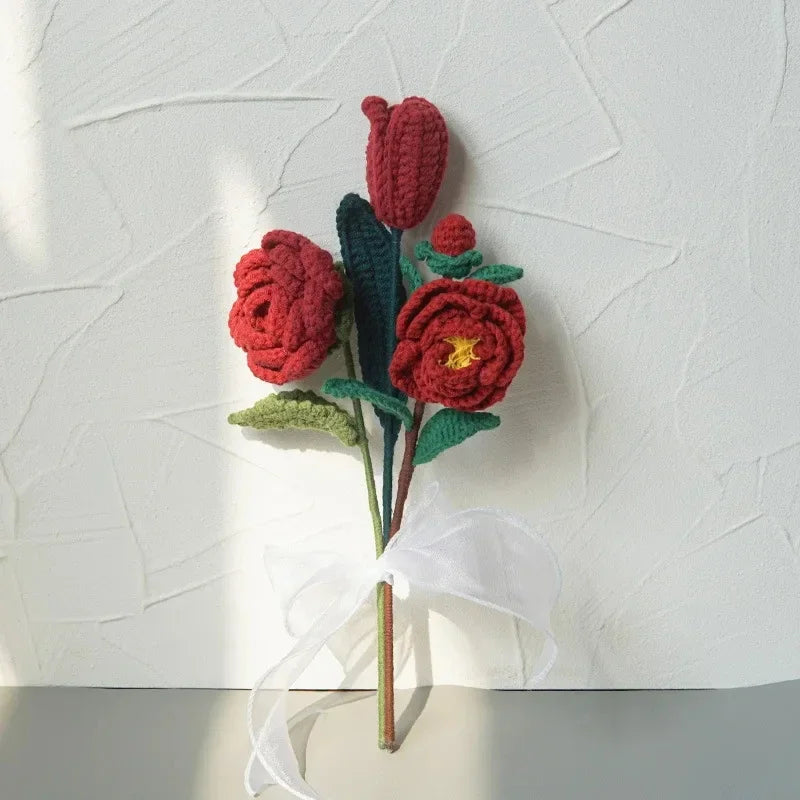 Crochet flower arrangement, handmade gift.