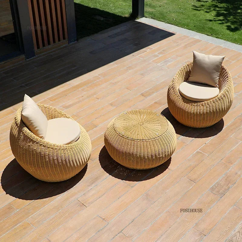 Rattan and wicker garden table and chairs set