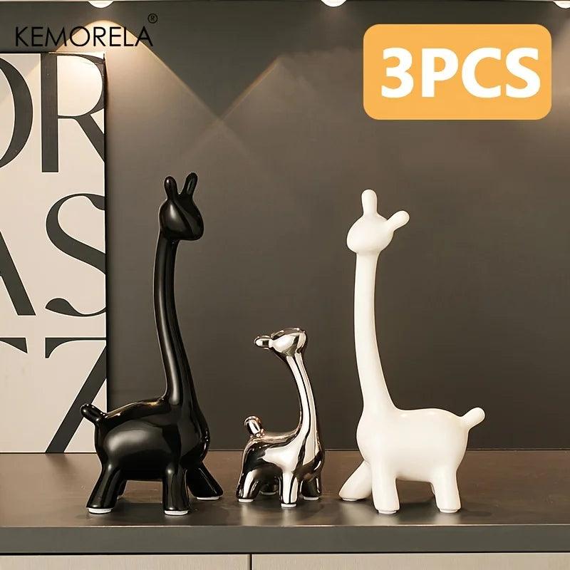 Ceramic Giraffe Statue Ornaments Giraffe Figurines Sculptures Bookshelf Table Ornament For Living Room Bedroom NightStand Decors - In home decor
