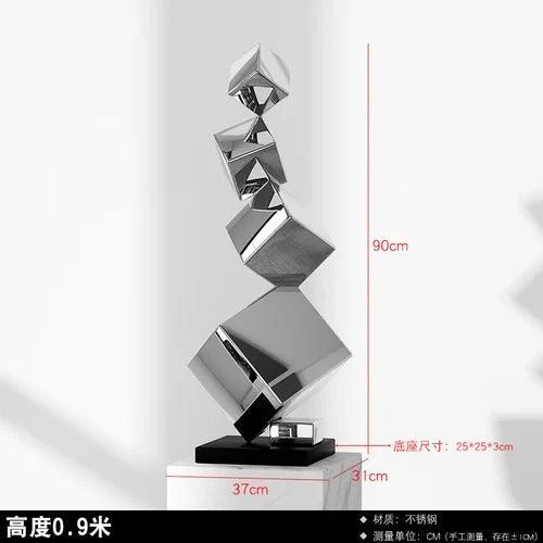 CX168CP Luxury Floor Sculpture Artwork Geometric Stainless Steel Sculptures & Figurines Northern Room Decoration Accessories - In home decor