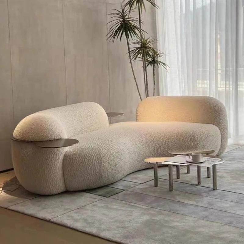 Minimalist modern living room sofa with arc-shaped design