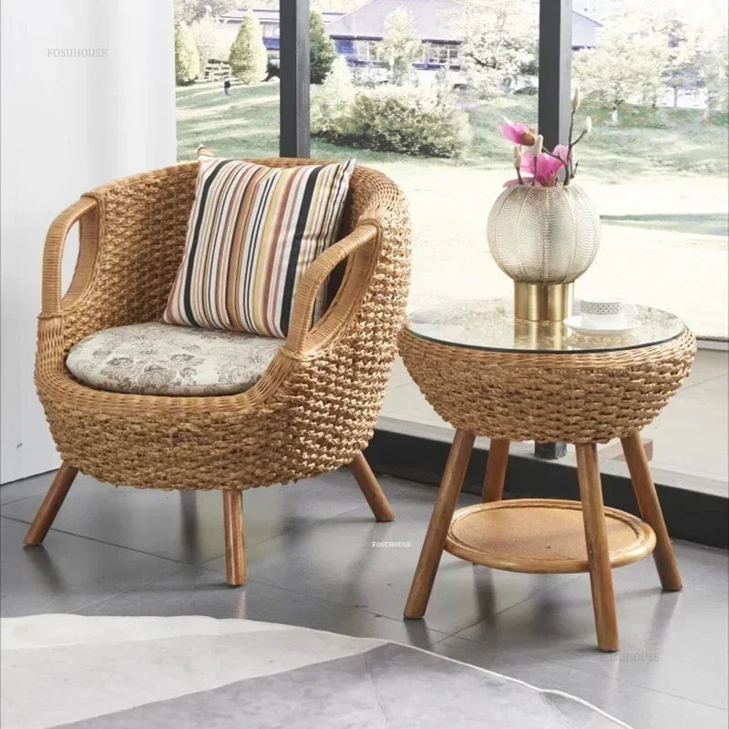 Wicker garden set with modern table