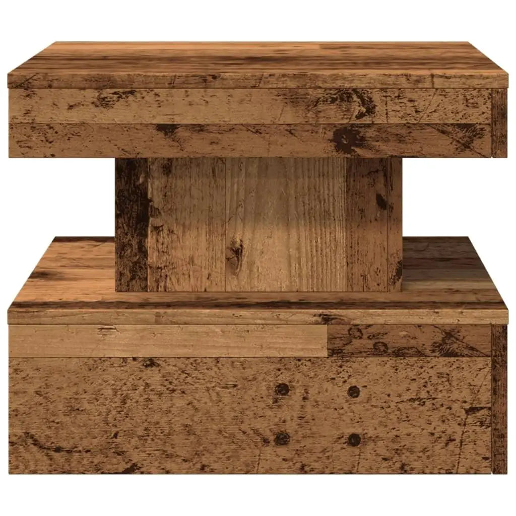 Wooden table with a rustic finish on a white background