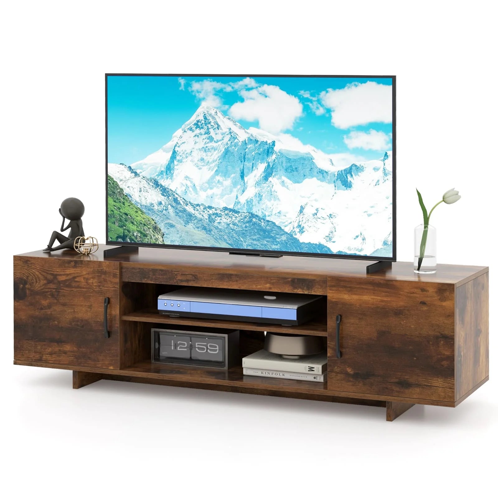 Media Storage Compartments in Modern Entertainment Unit