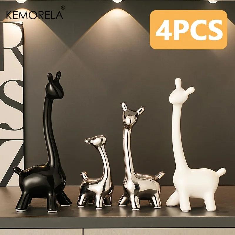 Ceramic Giraffe Statue Ornaments Giraffe Figurines Sculptures Bookshelf Table Ornament For Living Room Bedroom NightStand Decors - In home decor