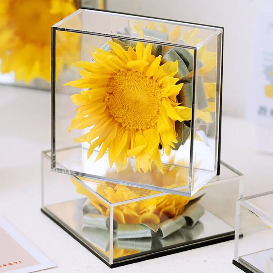 Beautiful preserved sunflower arrangement for home or office decor.