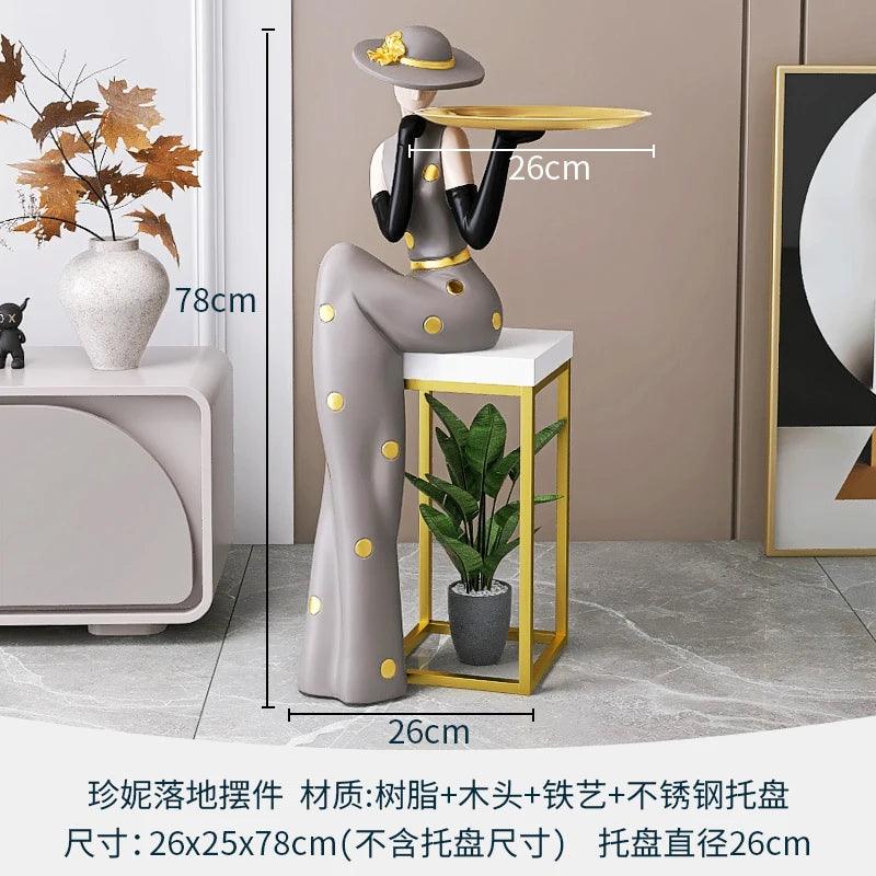Nordic Style Art Figure Statue - Creative Floor Decoration with Side Table Function - In home decor