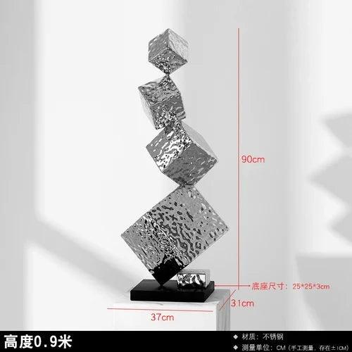 CX168CP Luxury Floor Sculpture Artwork Geometric Stainless Steel Sculptures & Figurines Northern Room Decoration Accessories - In home decor