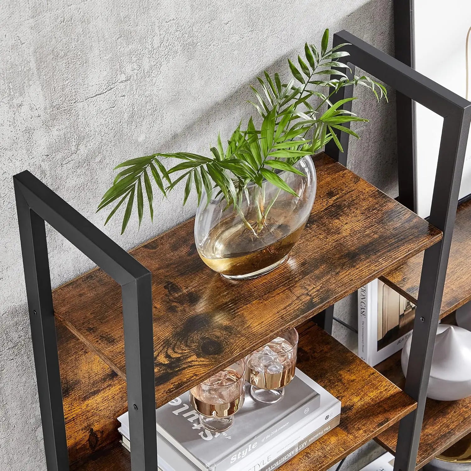 "Home office bookcase with spacious storage and secure wall-mount kit"