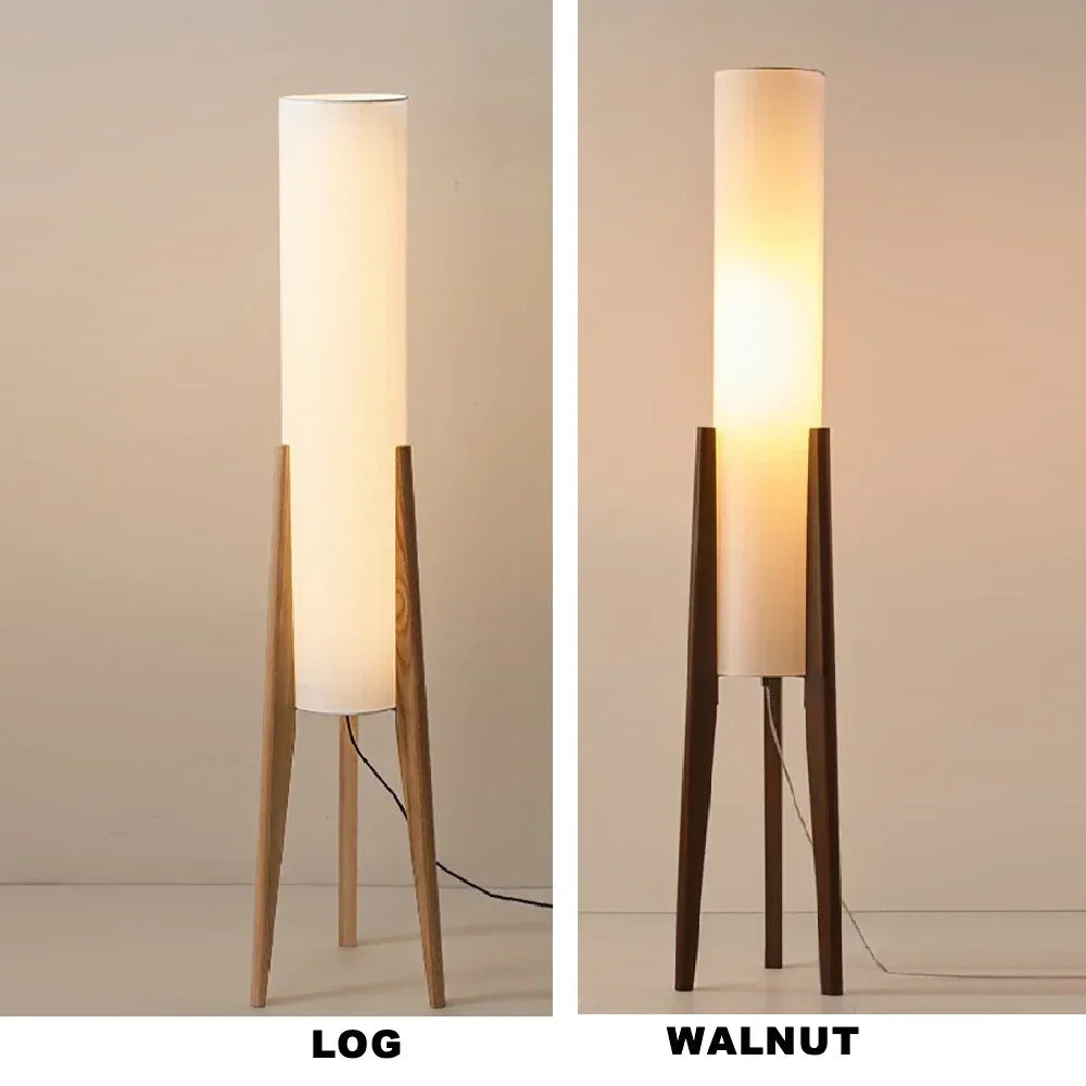 Two floor lamps, one labeled &