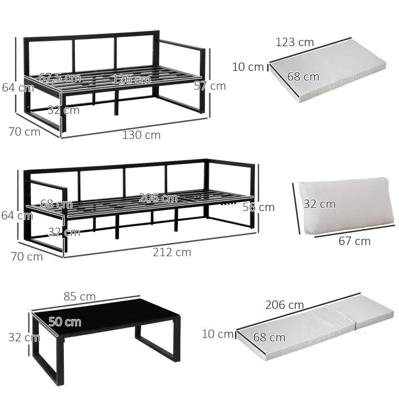 Aluminum frame outdoor furniture set with UV-resistant cushions