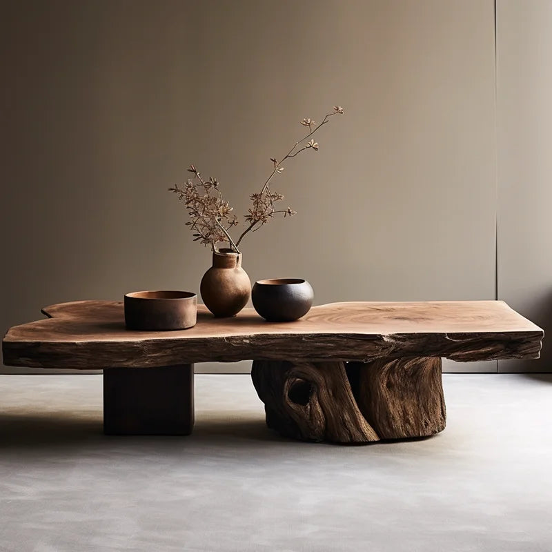 Wabi Stillwind Wood Coffee Table Solid Antique Modern Living Room Décor