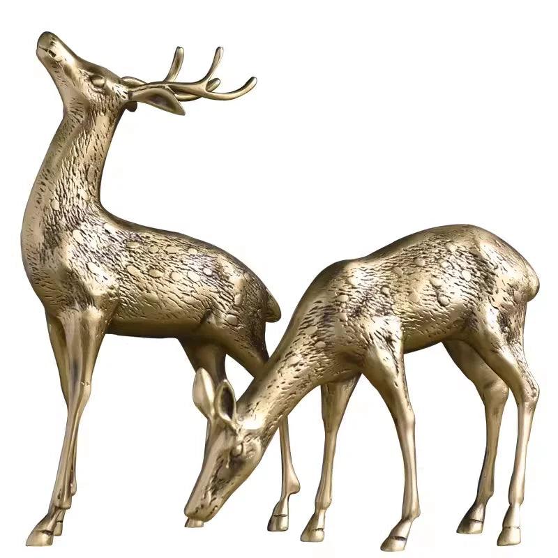 Modern brass deer statue office decoration
