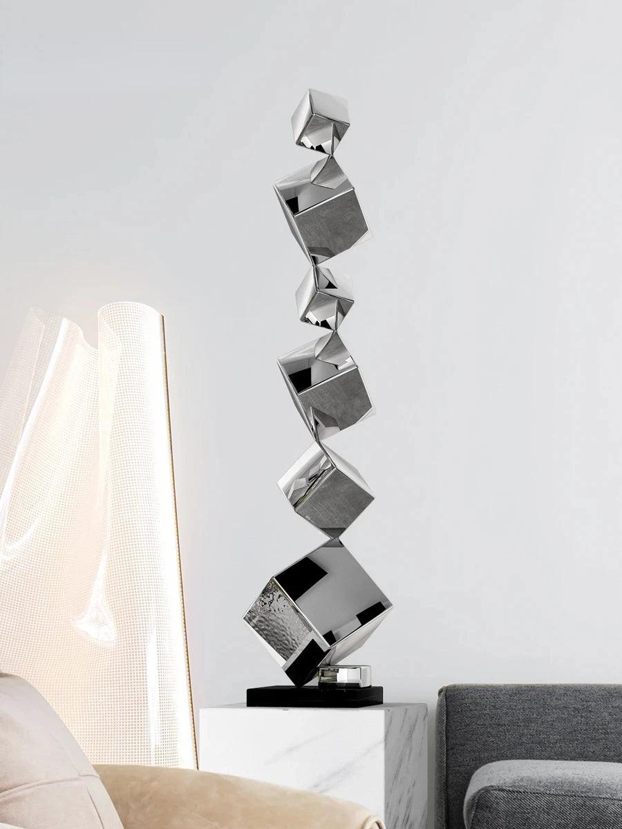 CX168CP Luxury Floor Sculpture Artwork Geometric Stainless Steel Sculptures & Figurines Northern Room Decoration Accessories - In home decor