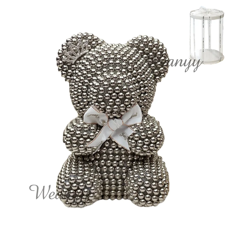 Weanyy Pearl Bear with Clear Box Gift for Valentine’s Day,Birthday,Anniversary & Bridal Showers Home/Party/Wedding Decorations