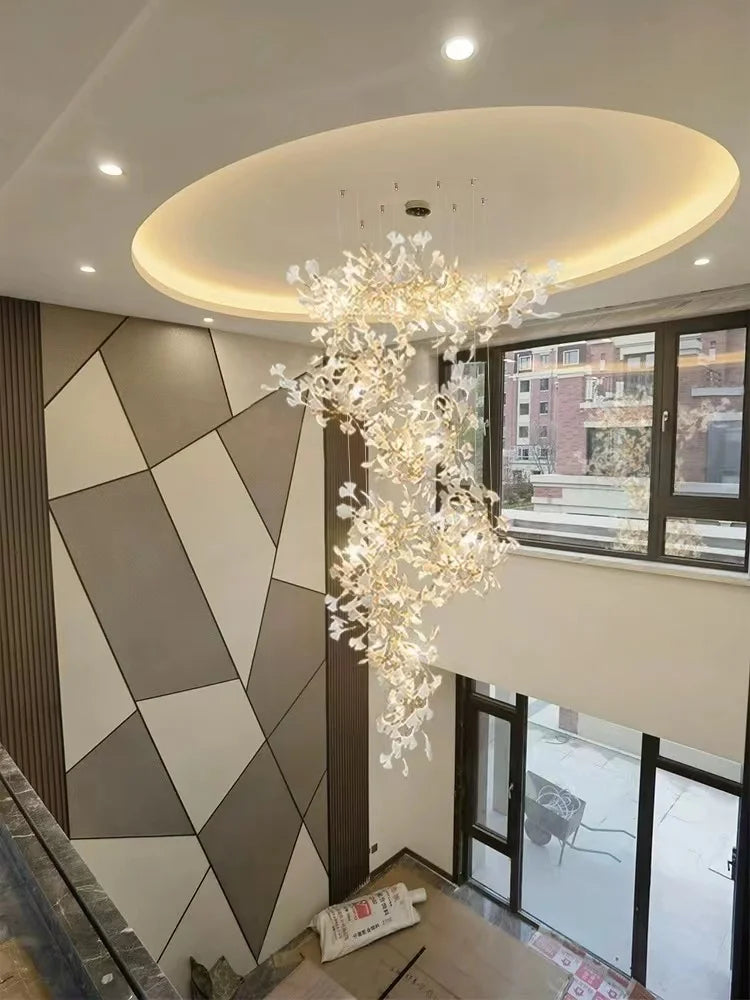 Nordic Ginkgo Branch Leaves Chandelier – Modern LED Flush Mount Ceiling Light - In home decor