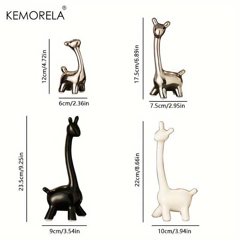 Ceramic Giraffe Statue Ornaments Giraffe Figurines Sculptures Bookshelf Table Ornament For Living Room Bedroom NightStand Decors - In home decor