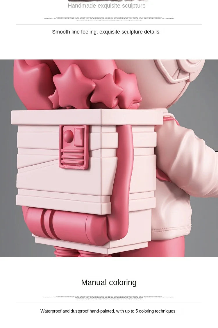 "Parent-child astronaut statue in a Nordic-style living room