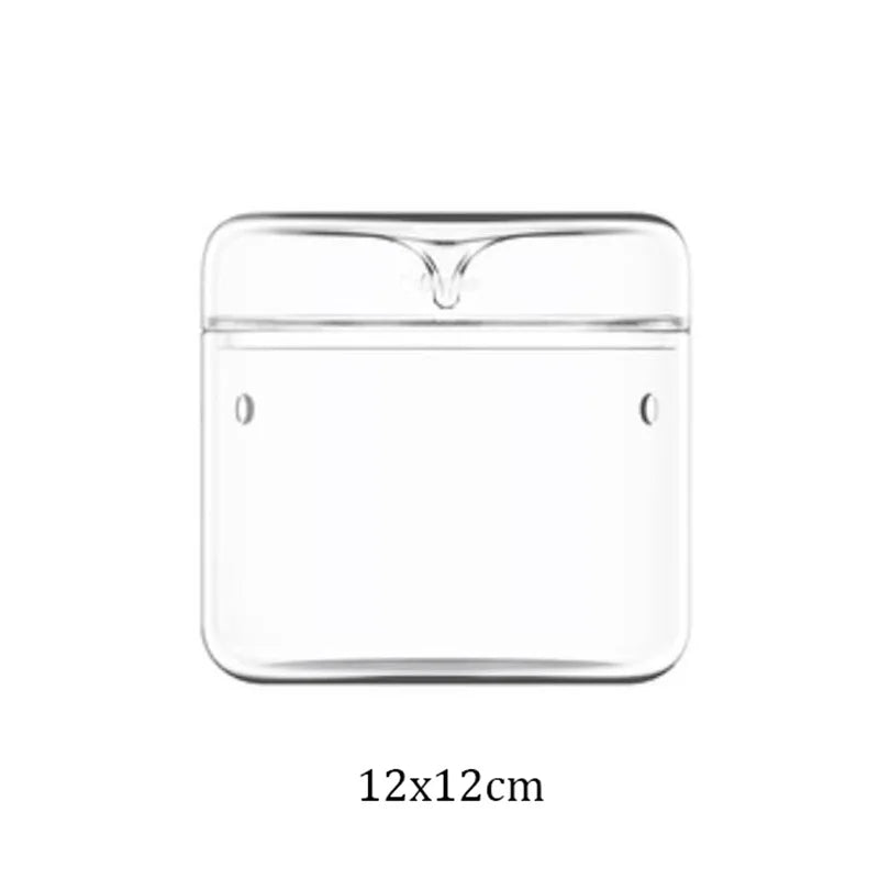 Clear glass square with dimensions 12x12cm on a white background
