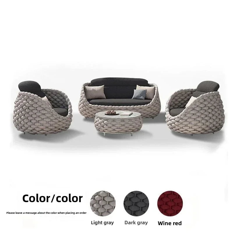 Entangled Bamboo and Rattan Structure Craftsmanship Detail of Outdoor Sofa