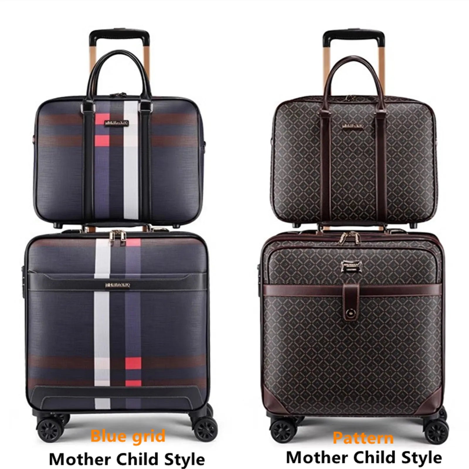 Elegant carry-on luggage for international travel in black PU finish."