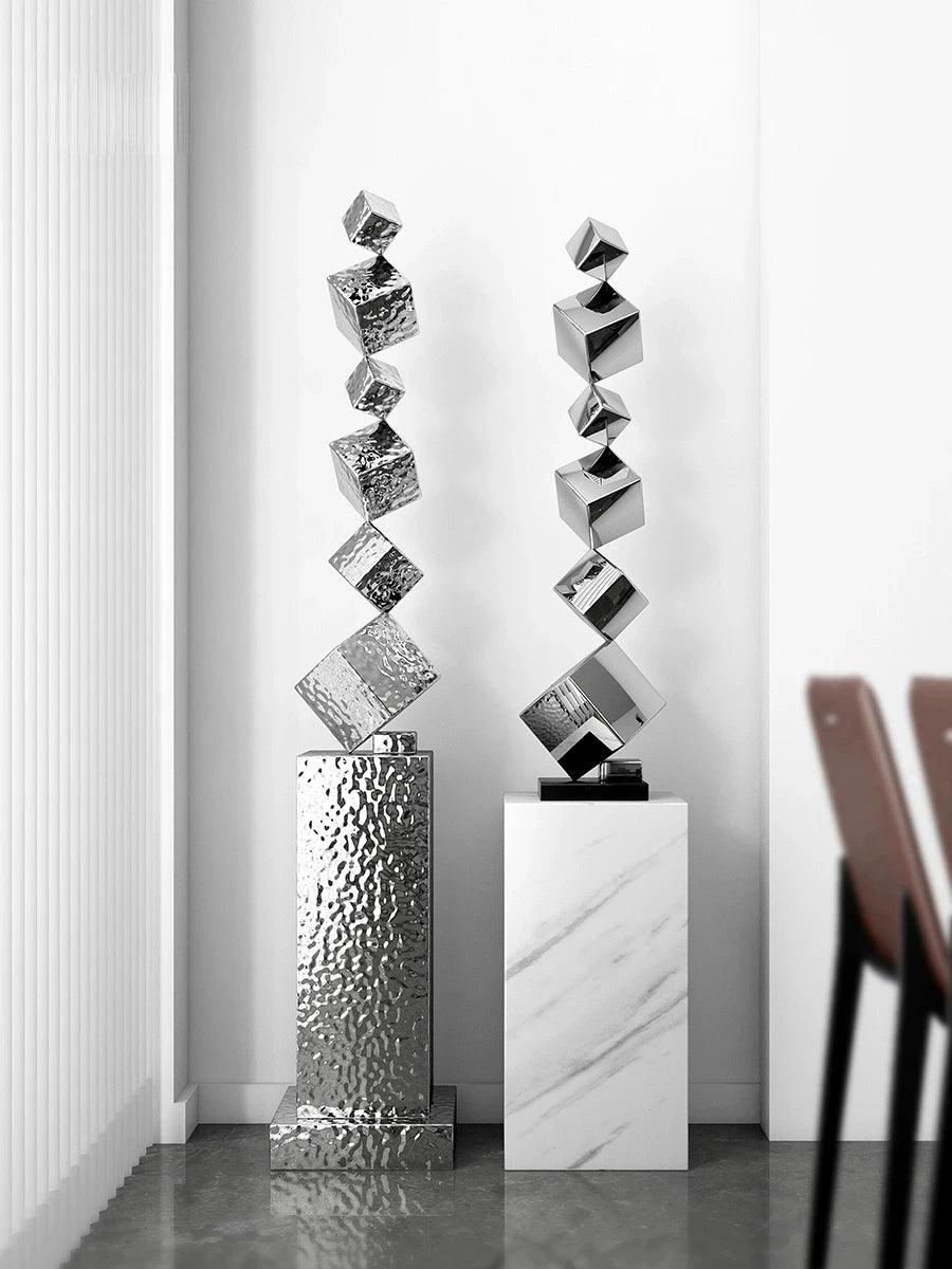 CX168CP Luxury Floor Sculpture Artwork Geometric Stainless Steel Sculptures & Figurines Northern Room Decoration Accessories - In home decor