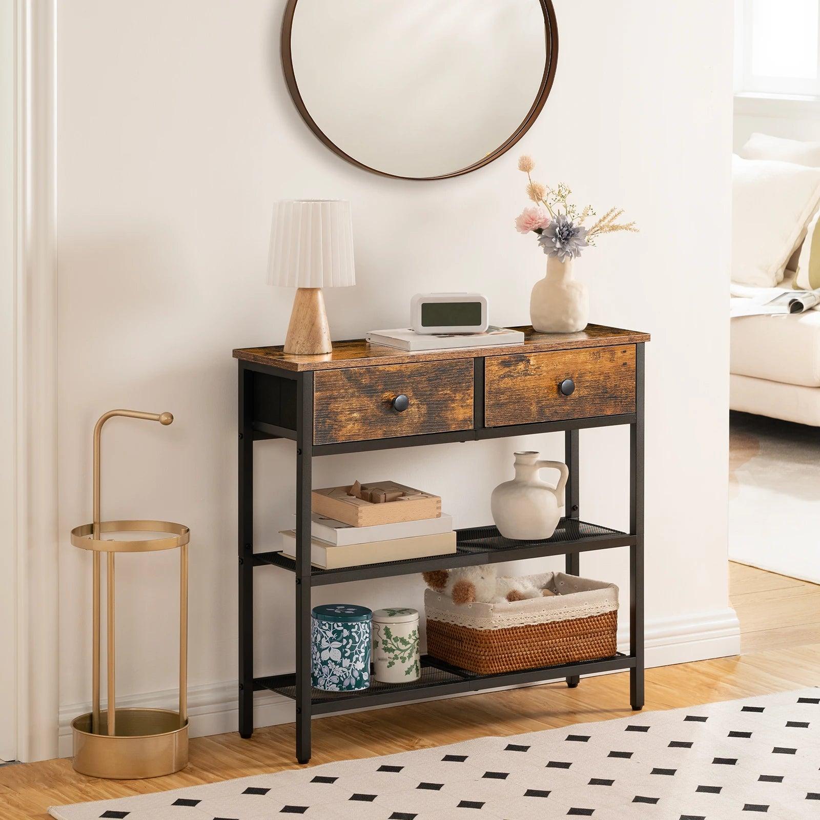 Compact wooden console table for countryside-style interiors