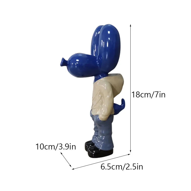 "Resin pocket balloon dog statue with vibrant finish"