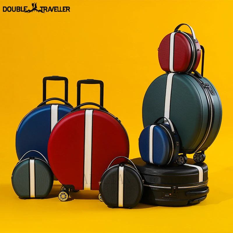 Rounded 18-inch cabin trolley luggage in ABS material with TSA lock.