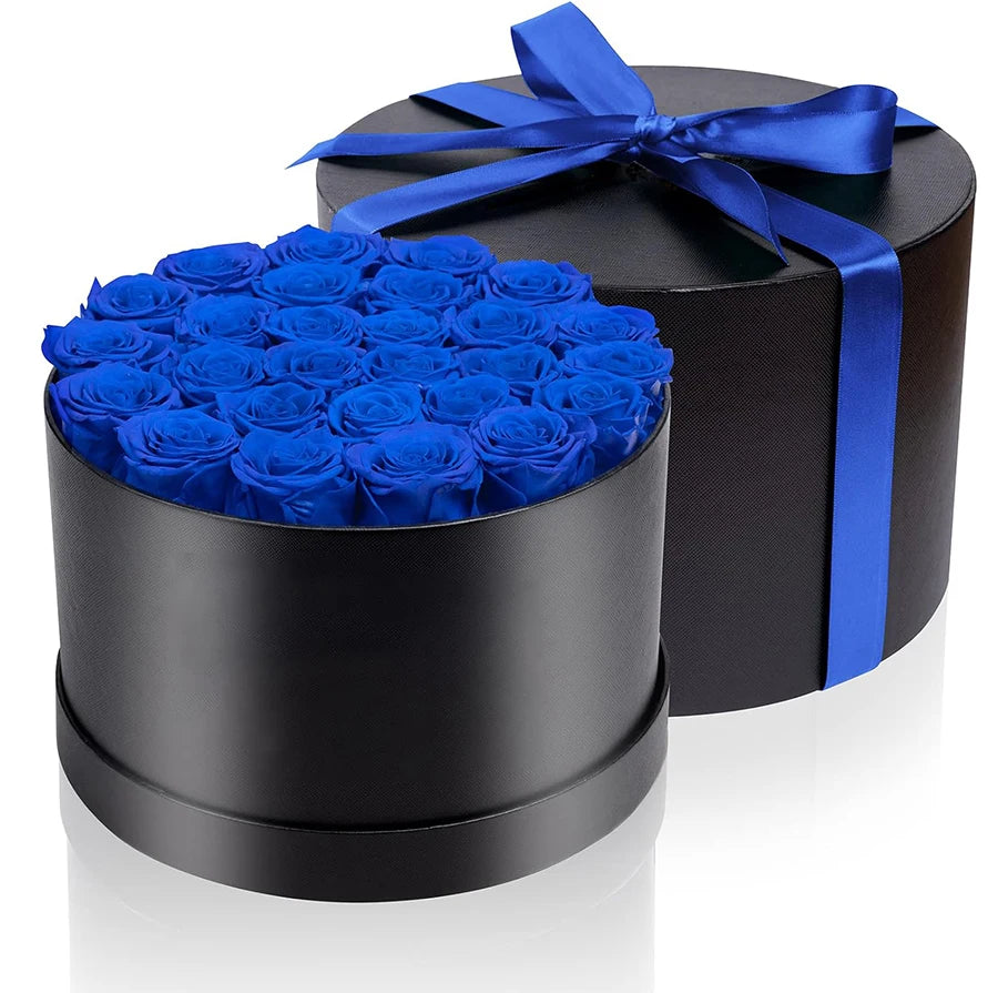 Detailed view of preserved rose petals in a round box