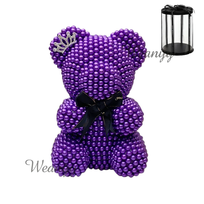 Weanyy Pearl Bear with Clear Box Gift for Valentine’s Day,Birthday,Anniversary & Bridal Showers Home/Party/Wedding Decorations