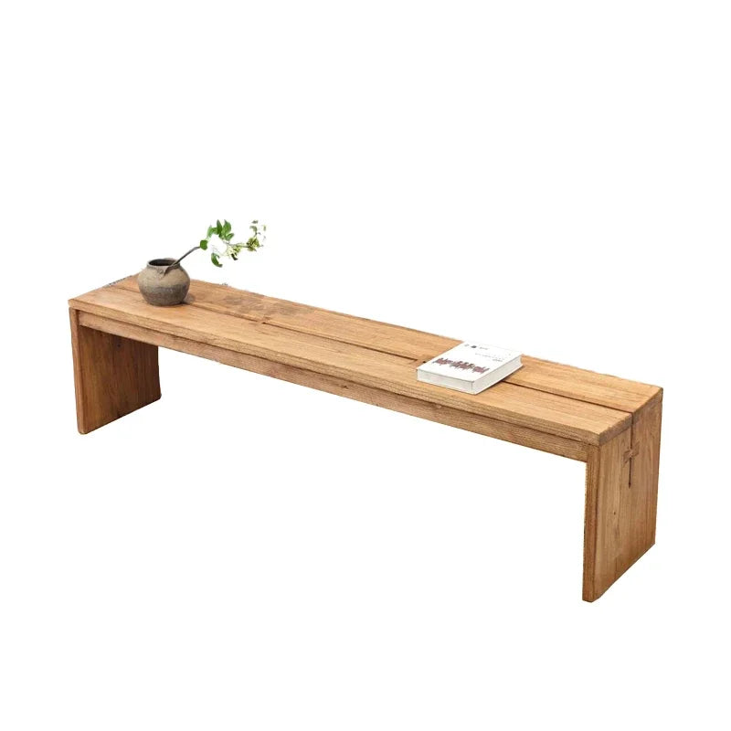 wooden dining bench with natural finish