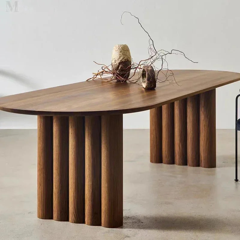 Luxury Italian Oak Dining Table – Modern Round Solid Wood