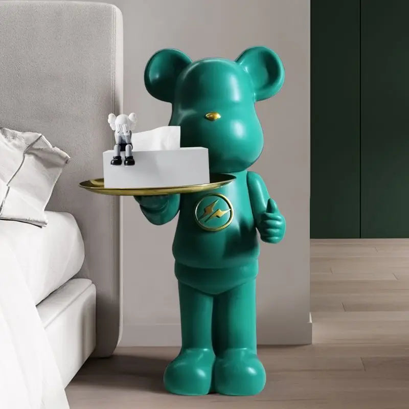 Large resin violent bear sculpture for modern home decor.