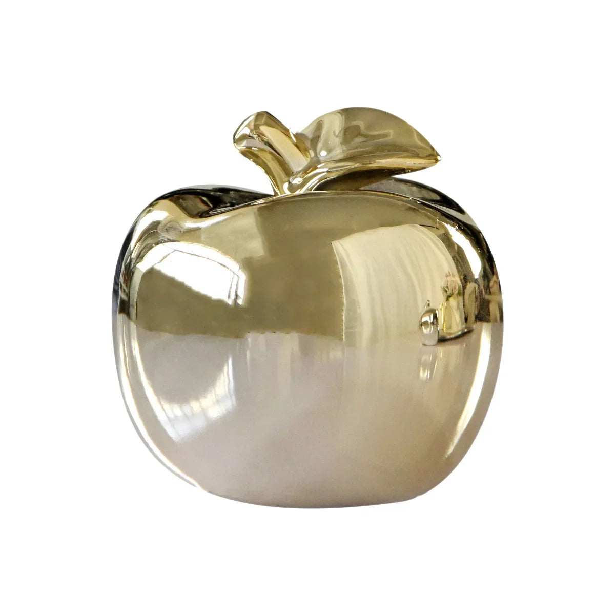 "Sophisticated Nordic gold apple ceramic sculpture for office decor"