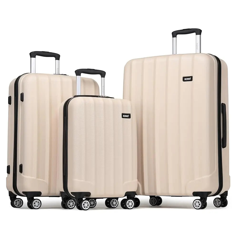 Set of three KONO luggage bags in elegant stripe design