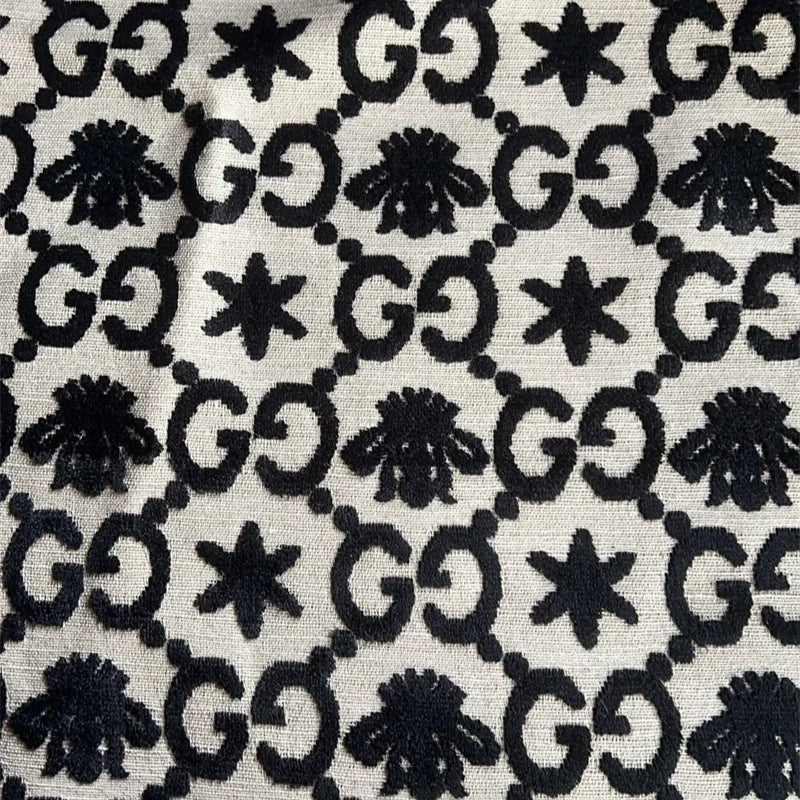 Patterned fabric with black and white design