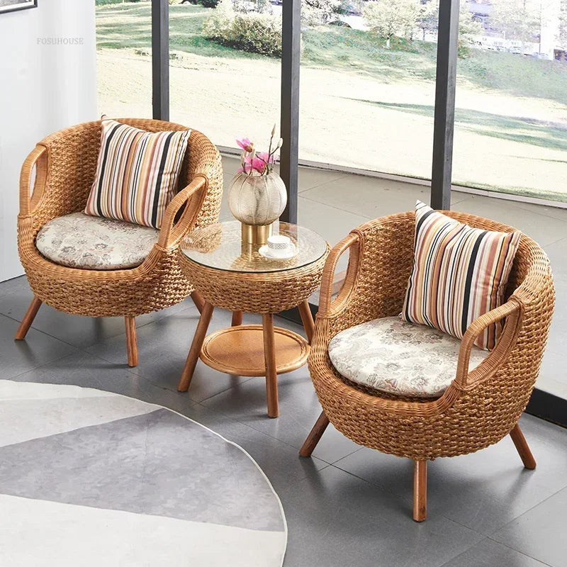 Natural rattan garden furniture set