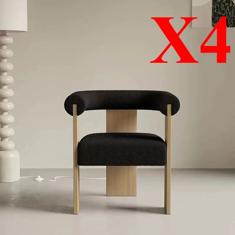 Luxury Lambskin Dining Chair UK: Close-up of the natural wood grain and plush lambskin texture.