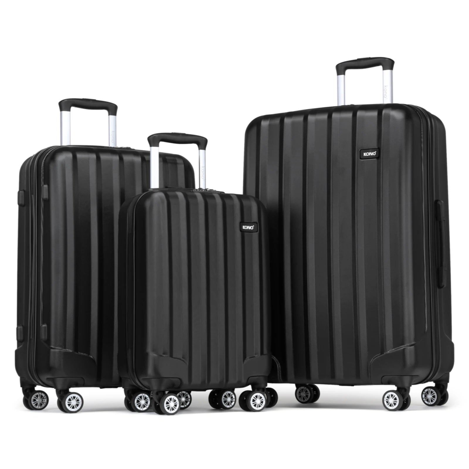 Set of three KONO luggage bags in elegant stripe design