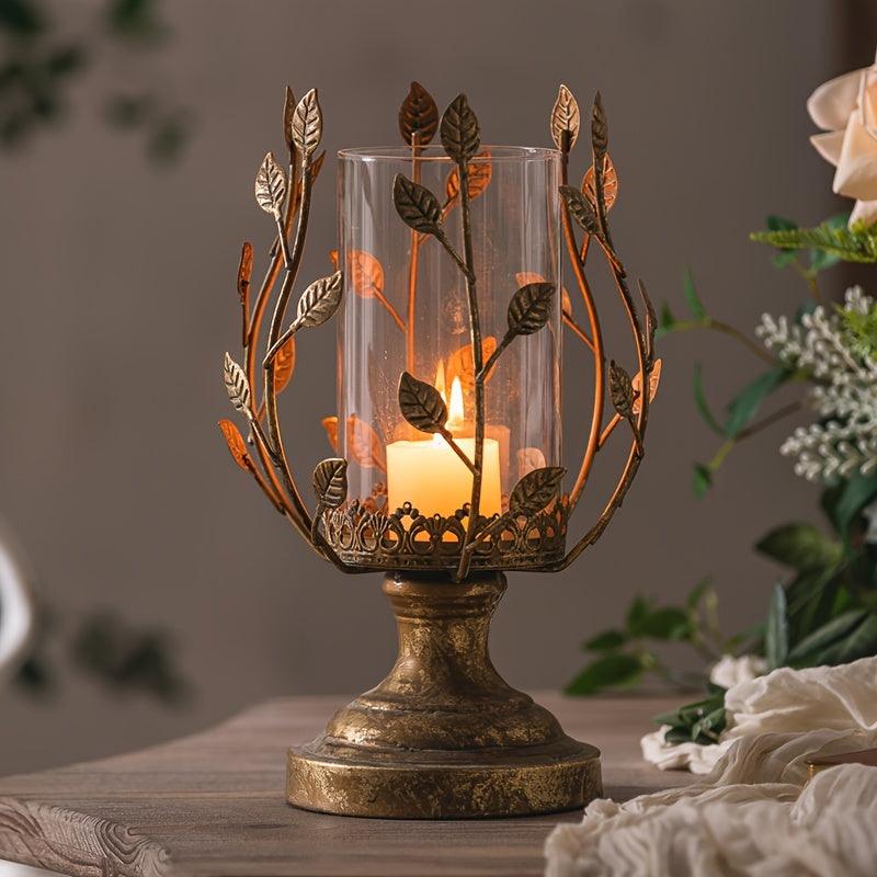 Intricate carved cast iron candle holder for rustic elegance.