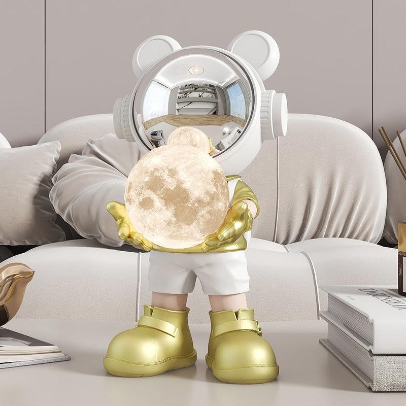 Illuminate Your Space with Whimsy – Space Bear Decoration Moon Night Light Home Decor - In home decor