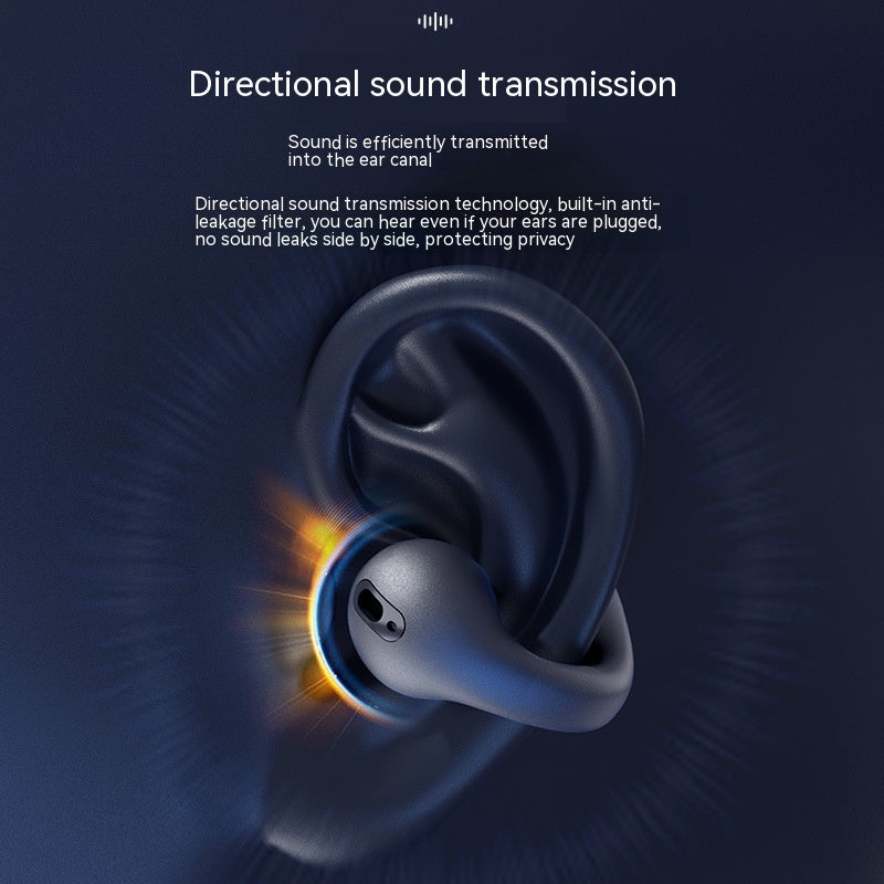 Earbud with directional sound transmission technology on a dark background