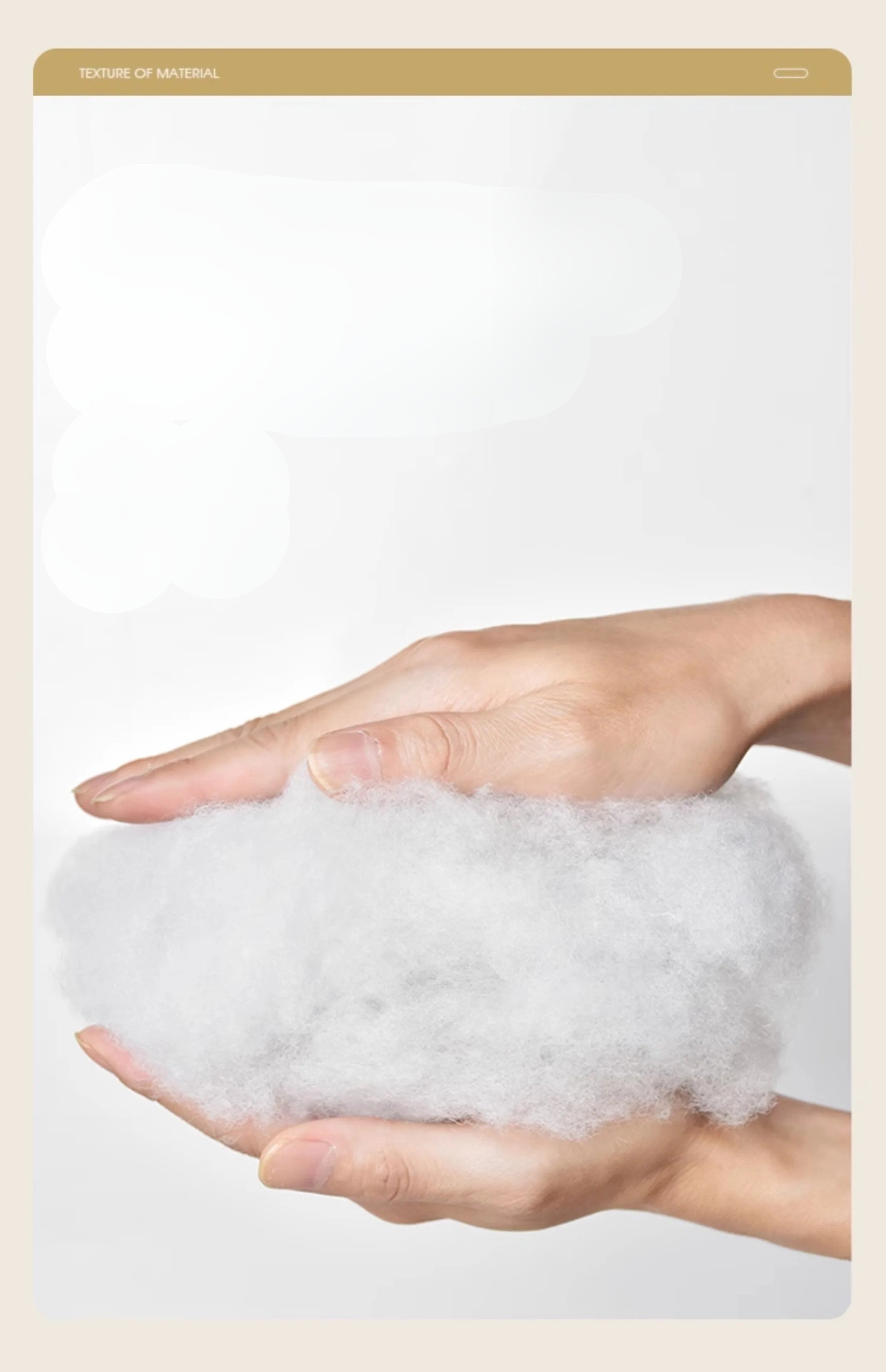 Hand holding a fluffy white cloud against a light background