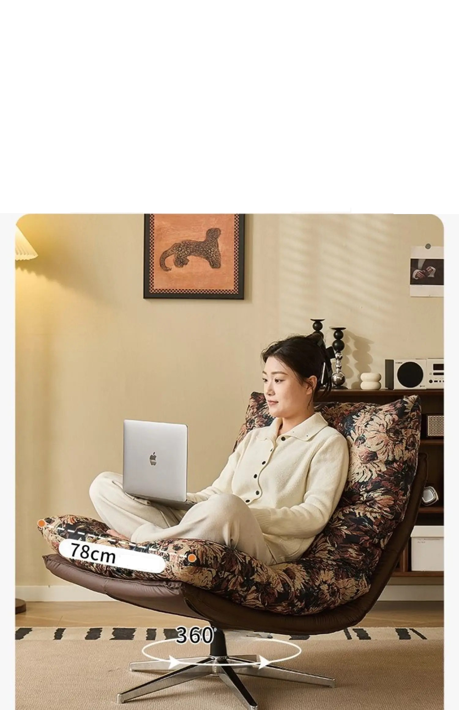 Swivel Lounge Chair – Ergonomic Modern Throne in Cotton & Linen Fabric