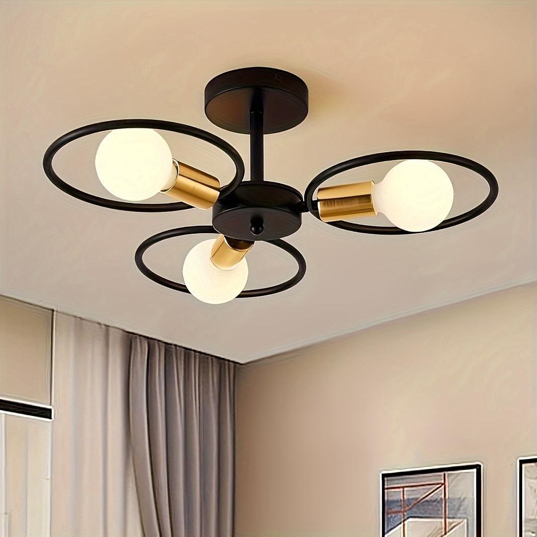 Vintage industrial semi flush mount ceiling light with metal cage design.
