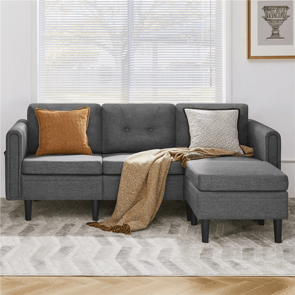 Resilient and strong L-shaped sofa with modern design.