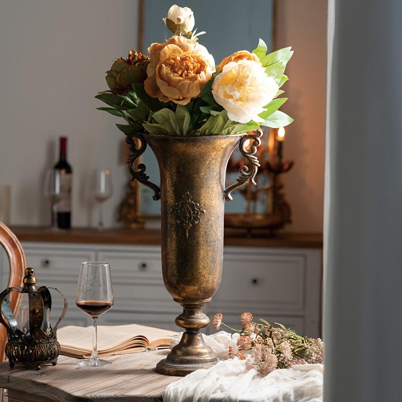 Vintage bud vase for rustic-themed floral arrangements.
