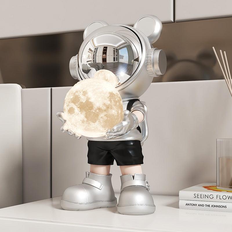 Illuminate Your Space with Whimsy – Space Bear Decoration Moon Night Light Home Decor - In home decor